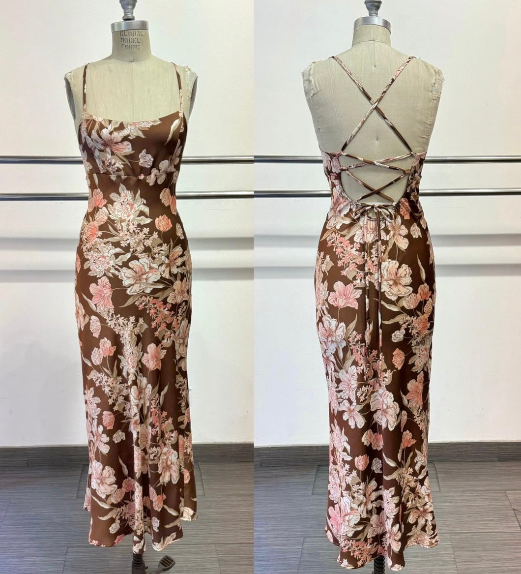 Bronze meadow slip dress