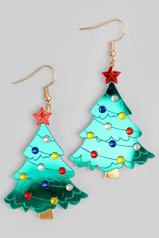 Acrylic holiday tree earrings