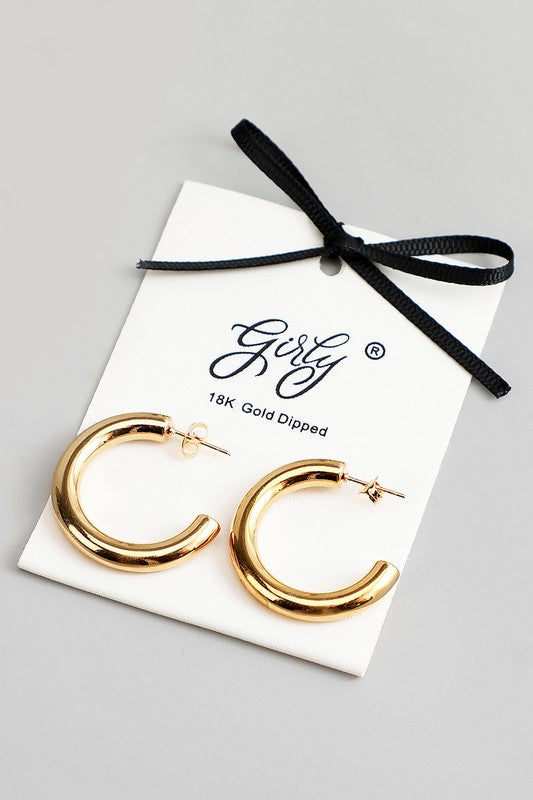 18k gold dipped medium hoops