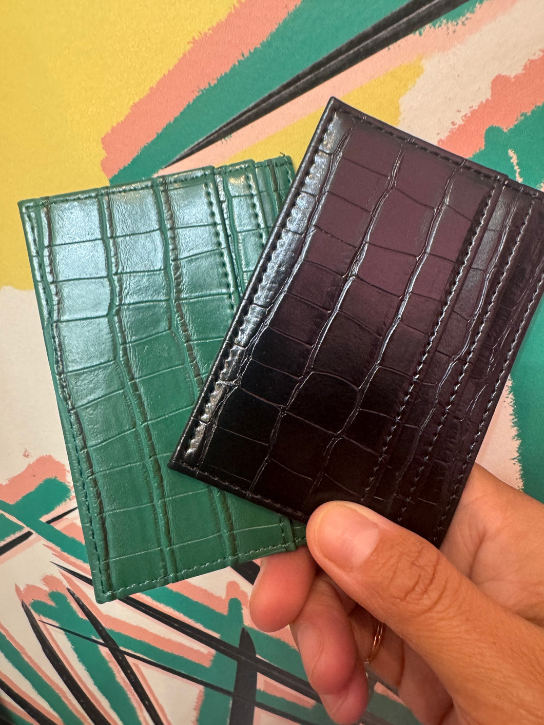 Croc print card holder