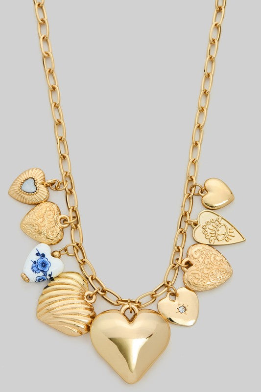 Bubble heart charm necklace