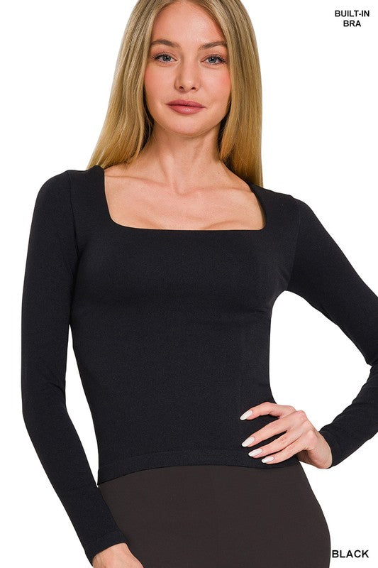 Fitted square neck top