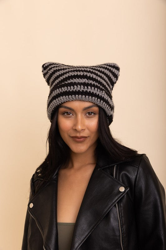 Crochet cat beanie