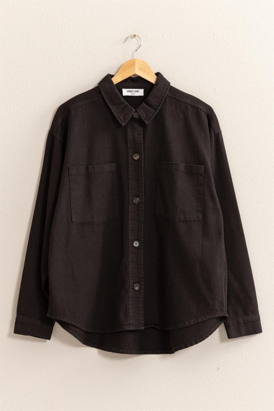 Black denim shacket
